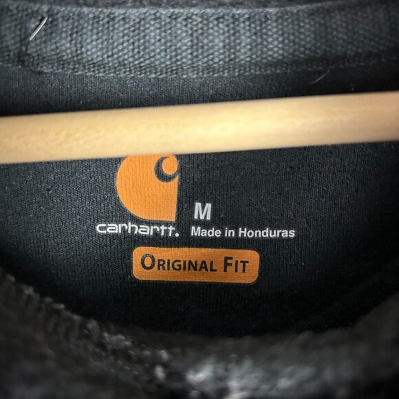 Carhartt Hoodie Sweatshirt Black Men's Medium Work Wear Fade K121-BLK Distressed - Picture 4 of 6